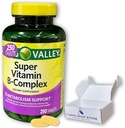 Super vitamín B komplex Jarné Valley- Tablety 250 Gróf zmes B6 B12 C-tiamín biotín folátová kyselina pantoténová a riboflavín, boxovaná firmou Fusion Shop Store