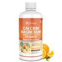 Bio Naturals Calcium & Magnézium Liquid Supplement with Vitamin D3 - Natural Formula, štyri typy vápnika podporuje silné kosti s vynikajúcou absorpciou do tabletiek - 100% Vegetarián - 32 fl oz