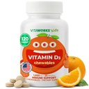 Deti Vitamín D 1000 IU Žuvacie tablety - Chutné prírodné Orange flavor - Vegan, bez GMO, bez lepidla, bez obsahu vitamínov Nut - diétne doplnky pre imunitnú podporu - pre deti - 120 Žuvačky