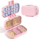 MEACOLIA Triple-Folding pilulky Organizátor, 9 Compartments Travel pilulky prípad s veľkou kapacitou, Denné pilulky malé pilulky Kontajner pre vitamín, Cod Liver Oil, Doplnky (Pink)