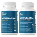 Dr. Tobias Vegan Omega 3 Algae olej a Ashwagandha kapsule, podporuje odolnosť, Imunitné zdravie, a celkový Wellness, non-GMO, Vegan