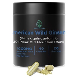 Holistický Bin Wild American Ginseng Kapsule Pure Organic Ginseng Supplement Made with Wild Harvested 20+ Year Old Roots from Appalachia (Panax Quinquefolius) 
