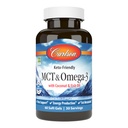 Carlson - MCT & Omega-3, kokosový olej, kaprylové a kapricové kyseliny, EPA & DHA, výroba energie, metabolizmus tukov a zdravie mozgu, 60 softgelov