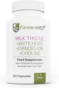 FürstenMED Milk Thistle with Artichoke Extract, Dandelion Root & Choline - Normal Liver Health Supplement - Highly Dosed with 80% Silymarin - Vegan Liver Support - 120 Non-GMO Capsule