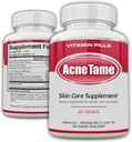 Akné Pills- Akné Tame Supplement- Čisté kožné vitamíny pilulky pre mastné kožné ošetrenie, Hormonálne škvrny, Anti Spots & Cystic Acnes doplnky pre ženy, muži, dospievajúci & dospelí- 60 perorálne tablety
