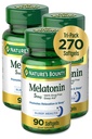 Nature's Bounty Melatonin 100% Drug Free Sleep Aid, Dietary Supplement, Propaguje relaxáciu a zdravie spánku, 5 mg, 90 gróf, balenie 3