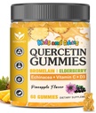 Quercetin s hypromelínom Gummy pre deti a dospelých - Immune & Seasonal Wellness Support, 800 mg Quercetin Gummies s hypromelínom, zinkom, bazami, vitamínom C & D3 - bez cukru, ananásová aróma, 60 Ct