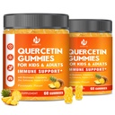 (2 balenia) Quercetin bez cukru s hypromelínom Gummy pre deti a dospelých - imunitné, antioxidant, sezónna podpora, 1000 mg Quercetin Doplnky s hypromelínom, zinkom, bazami, vitamínom C D3 E, 120 g