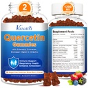 2 balenia Quercetin s hypromelínom Gummies, Quercetin s vitamínom C zinok a bazy pre imunitný systém a alergie, žuvacie a vegánske guličky, zmiešané Berry chuť 120 Cts