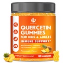 Quercetin bez cukru s hypromelínom Gummy pre deti a dospelých - Immune, Antioxidant, Sezónna podpora, 1000 mg Quercetin Supplements s hypromelínom, zinkom, bazami, vitamínom C D3 E, Vegan, 60 grófov