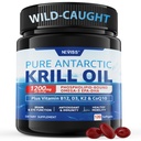 Antarktída Krill Oil 1200 mg Omega 3 Supplement, Omega 3 Krill Oil Softgels w/EPA, DHA, Astaxantín a fosfolipidy pre mozog a antioxidant, Trvalo dostupné, bez rybacie dochuťou, 120 Softgels
