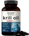 NatureBell Antarktída Krill Oil 2000mg Supplement, 240 Softgels, 3X Sila Prírodný zdroj Omega-3s, EPA 240mg + DHA 160mg + Astaxantín 800mcg 