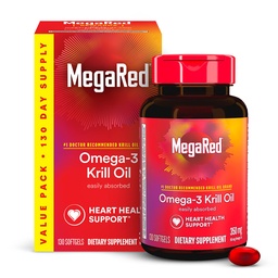 MegaRed - Omega-3 vŕbový olej 350mg softgelov (130 Počet vo fľaši A), EPA & DHA Omega-3 mastné kyseliny bez rybej pachute Na rozdiel od rybieho oleja, obsahuje antioxidant Astaxant