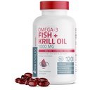 Bronson Omega-3 Fish + Krill Oil 1000 MG EPA DHA Astaxantin Premium Blend - Joint, Brain & Eye Health - Non GMO, Heavy Metal Tested, 120 Softgels