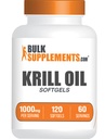 BulkSupplements.com Krill Oil 1000mg Softgels - Antarktída Krill Oil Supplement - Omega 3 Supplement, DHA Supplement - Gluten Free, 2 Softgels per Serving, 120 Počet (Pack of 1)