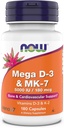 Teraz doplnky, Mega D-3 & MK-7, 5000 IU / 180 μg, Bone & Cardiovaskulárna podpora*, Vitamíny K-3 & K-2, 180 kapsúl