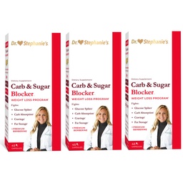 Dr. Stephanie's Mealtime Carb & Cugar Blocker - Znížiť trávené Carbs, Cukor, & Kalórie, Stimulant-free (3 balenie)