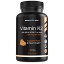 Vitamín K2 doplnok - Full Spectrum Vitamín K2-MK7, MK4 a vitamín D - vysoká sila K2 účinkuje s vitamínom D3 - vitamín K 600mcg - podporuje zdravie kostí - 90 kapsúl