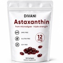DIVANI Astaxantín 12 mg, Antioxidant Supplement for Daily Wellness, Immune, Eye & Skin Support, non-GMO, Gluten Free - 120 Softgels