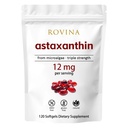 Rovina Astaxantín 12 mg Softgels • Silný prírodný antioxidant na podporu očného komfortu, vitality kože a imunitného zdravia • Bezlepok • 120 zŕn