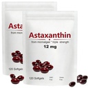 2balenie Astaxantín 12mg, 120 Softgels, Max sila Antioxidant s kokosovým olejom, prírodná formula, vysoká absorpcia pre podporu očí a pleti, prírodné vzorec, non-GMO, bez lepidla