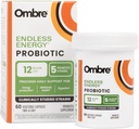 Ombre Endless Energy Probiotic Supplement, Supports Natural Energy Production, Memory, Focus & Gut Health, 12 miliárd CFU, Stabilný policajt, 30 porcií