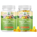 Omega DHA Gummy pre deti - mastné kyseliny Omega 3 6 9 s vitamínom C pre mozog, imunita a vízia - Výživové DHA pre zdravý nervový systém a podporu zamerania - Vegetariánska a bez lepidla