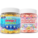 Deti Metylované multivitamínové guličky s vápnikom, probiotikami + Omega 3 Gummy s vitamínom D3 & K2, C, DHA
