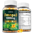 Omega-3 doplnok Gummy pre ženy a mužov - 1000mg Vegan Omega3 DHA & EPA s kurkumou, vitamín D3, K2, citikolín pre celkové zdravie - Algae olej Omega 3 mastné kyseliny doplnky, bez cukru