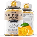 Cod Liver Oil 1000mg Gumies for Adults & Kids, with Vitamin A & D3 - Omega 3 Fish Oil Supplement - DHA 360mg & EPA 240mg for Brain, Bone, Eye & Immune Health, Free Sugar, 120 count
