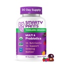 SmartyPants Organické Batoľa Multivitamínové Gummy: Probiotiká, Omega 3 (ALA), Vitamín D3, C, Vitamín B12, B6, A, K & Zinok, Beta karotén, bezlepok, Tri ovocné príchute, 60 Počet (30 dní)
