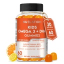 Vegan Omega 3 Gummy pre deti s DHA, Plant Based, 30 Servings, 60 Ct. Želatína zadarmo, lepok zadarmo, non-GMO Omega 3 doplnok. Deti a batoľatá DHA Gummy pre mozog, oči, srdce a imunitnú podporu