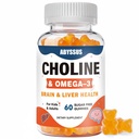 ABYSSUS Choline Gummy pre deti a dospelých, Choline bez cukru bitartrát doplnky s Algal Omega-3 DHA EPA & Active B6 B12, Podpora mozgu a pečene, Vegan, 60 Počet