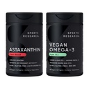 Športový výskum® Vegan Antioxidant Support Pack - Omega-3 Algae Olej a rastliny na báze astaxantínu Softgels pre antioxidačné aktivity, zdravie kože a očí (60 Veggie Softgels Each)