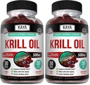 Kaya Naturals - Antarktída Krill Oil 500mg s Omega 3, EPA, DHA, Fosfolipidy a astaxantín doplnok - mozog a zdravie Vitamín - Anti Aging Supplement - 30 Gróf Softgels (Pack of 2)