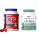 Krill Oil Omega 3 Supplement 1000mg and Milk Thistle Liver Detox Supplement 400mg, 2 balenie