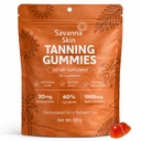 Skin Tanning Gummies s vitamínom C & E, astaxantínom, Beta-karoténom, radiáciou a hydratáciou kože pre prirodzenú žiaru, bronzing, non-GMO, vegan a bez cukru - 60 grófov (1)