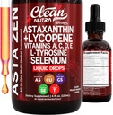 Clean Nutra Astaxantin Lykopén Tekuté kvapky Absorpcia Podpora Vitamíny A C D E 4 fl oz 