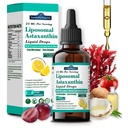 Lipozomálny astaxantín 24 mg tekuté kvapky, 11-in-1 Antioxidant s MCT olejom, lykopénom a organickým kokosovým olejom, čerstvé mikroriasy Zdroj, podporuje zdravie očnej kože kĺbov pre ženy a mužov, citrónové chute