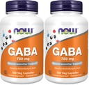 TERAZ potravinové doplnky,GABA (kyselina gamma-aminomaslová) 750 mg,Neurotransmiter Support*,100 Veg Capsules,(Pack of 2)