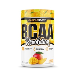 Musclesport BCAA Revolution Amino Acid Powder Supplement for Men & Women - Intra cvičenie tréningový komplex - Recovery Supplement (Mango Splash, 30 Servings)