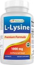Najlepšie prírodné L-lyzín 1000 mg 180 Tablety - Double Strength Lysin pre silnejšie imunitný zdravie & opary