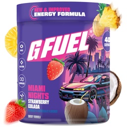G Fuel Miami Nights 2.0 Energy Drink Powder, Pre Cvičenie kofeín Mix for Gaming, Cukor Free Focus Amino, Vitamín + Antioxidanty, 8.7oz (Jahoda Pina Colada, 40 Servings)
