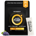OxyEnergy Nitric Oxide Booster, Max Pump Non Stim Pre Cvičenie Powder pre mužov, s Beta Altanine, L Citrulín, Kreatín pre cirkuláciu, svalové čerpadlá, Vytrvalosť, Hrozno, On-The-Go Packet- 30 Servis