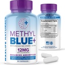 MAXLIFE NATURALS Pure Metylén Blue Kapsule, Ultimate Metylén Blue Pharmaceutical Grade 12 mg - 60 Kapsule s vitamínom C Ester a NAC Glycín, podporuje celulárne a kognitívne funkcie, Made in USA