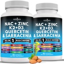 NOVÉ VEK NAC doplnok N-acetylcysteín- s vitamínom D3, K2, Zinok, Quercetin, Triphala, Sarracenia Purpurea, bazalka, svätá bazalka, včela Propolis, hypromelóza, L-lyzín - 120 Počet