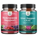 Bundle of Complete Herbal Menopauza Supplement for Night Sweats Hot Flash & Mood Swings a podpora pečene NAC Supplement with Milk Thitle for Liver Clease Detox & Repair - N Acetyl Cysteine