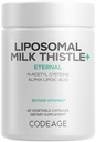 Codeage Lipozomálne mlieko Thitle+ Supplement - Silymarin from Silybum Marianum, NAC, Artichoke Leaf, Dandelion Root, Alpha Lipoic Acid, BioPine, Lipozomal Delivery - Non-GMO - 60 Kapsule