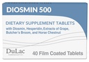 Dulac Diosmin 500, Micronized Diosmin Hesperidin Dietary Supplement 1000 mg per porcie, Horse Chestnut Extract, Butcher