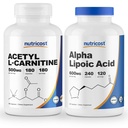 Nutricost Alpha Kyselina lipoová 600mg, 240 Caps & Acetyl L-karnitín 500mg, 180 Caps